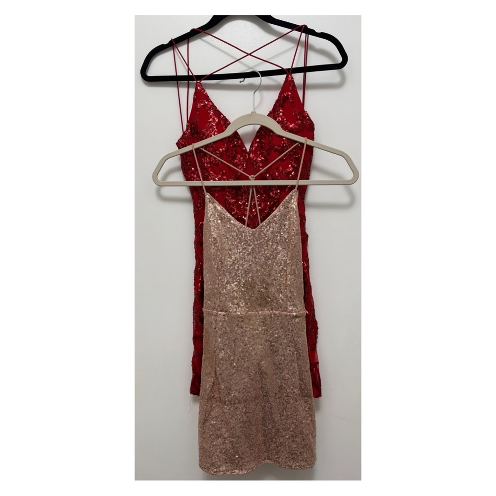 Windsor Red and Gold Sequin Mini Dress for Cocktail